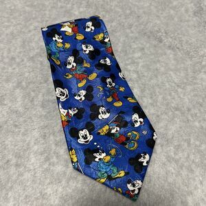 Vintage Disney Mickey Mouse Boxing Gold Blue Necktie Tie